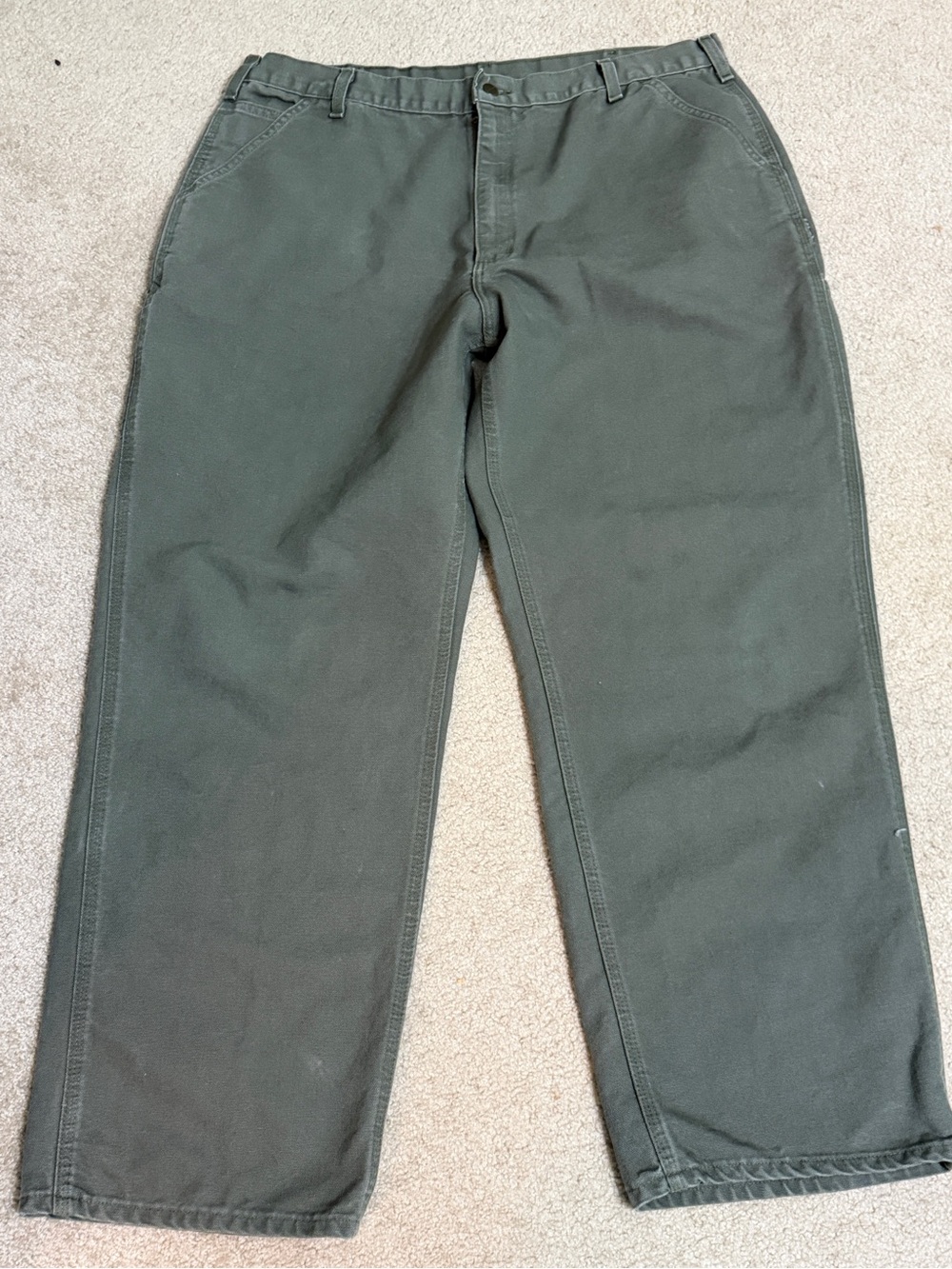 Carhartt Men's Loose Fit Moss Green Cargo Pants with Patch Logo
